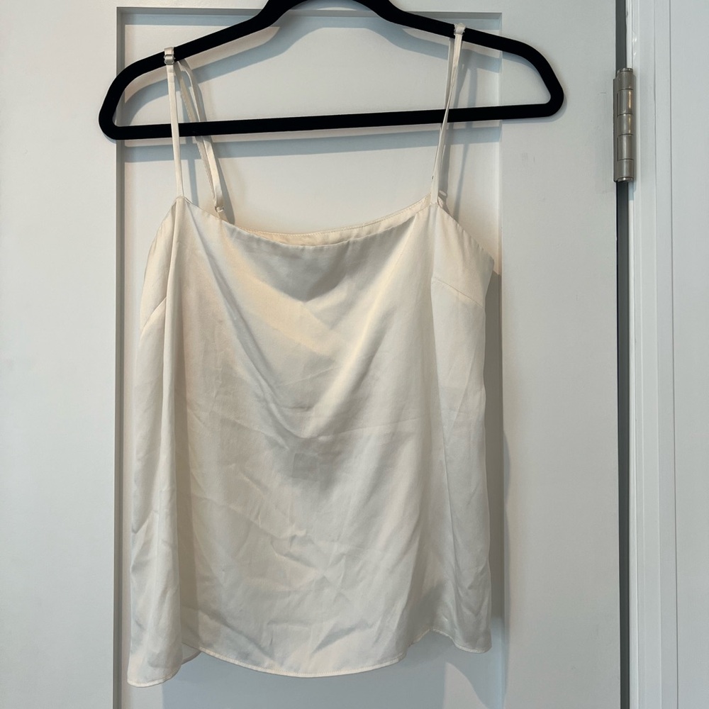 Reformation White Silk Square Neck Tank Top Shirt [Small]